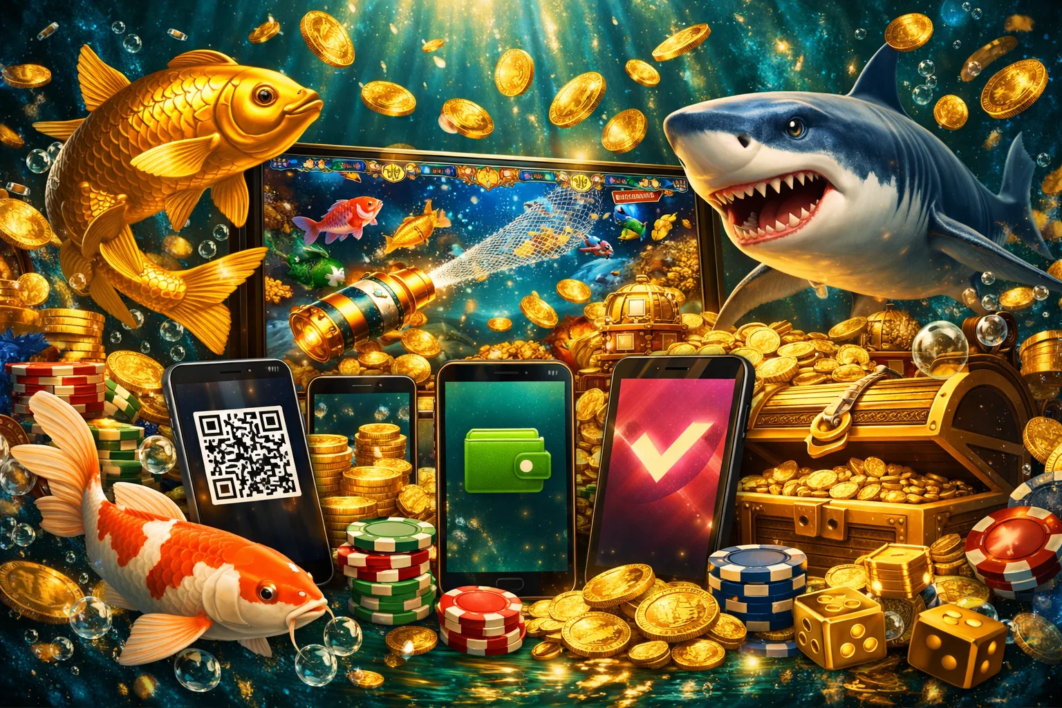 Fund your account the way you already pay. BVBX supports Touch 'n Go, GrabPay and DuitNow, plus promotions… – ocean fishing emerald illustration